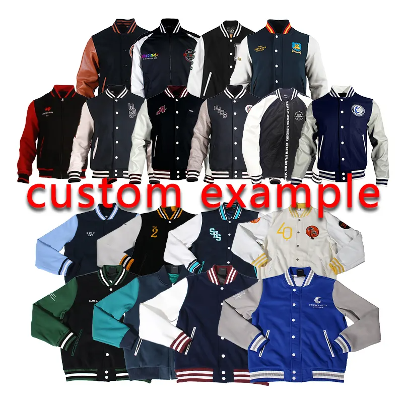 Custom Baseball Uniforms Patches Logo Embroidered Men's Jacket Button Up Classic Fleece Unisex Varsity Jacket