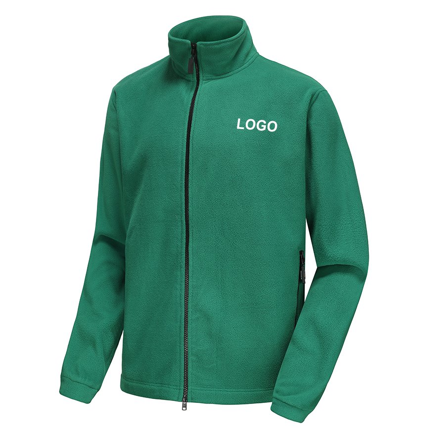 OEM High Quality 100% Polyester Polar Fleece Jacket Men's Windproof Corporate Uniform Contrast Color Embroidery Logo Outdoor