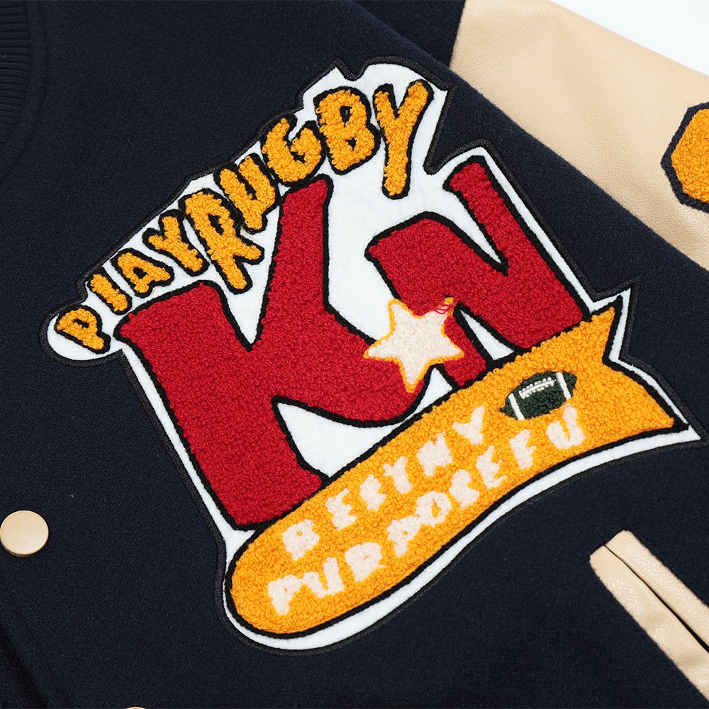 Streetwear Chenille Embroidery Letterman Outdoor Winter Windbreaker Men's Leather Sleeve Varsities jacket