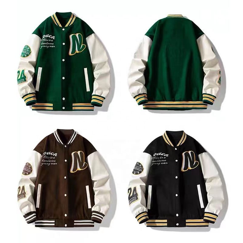 OEM Wholesale Winter Outdoor Custom Logo Embroidery Plus Size Men's Letter Jackets Oversize Blank Baseball Jacket