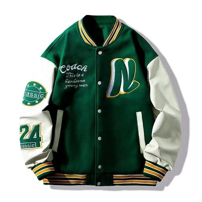 OEM Wholesale Winter Outdoor Custom Logo Embroidery Plus Size Men's Letter Jackets Oversize Blank Baseball Jacket