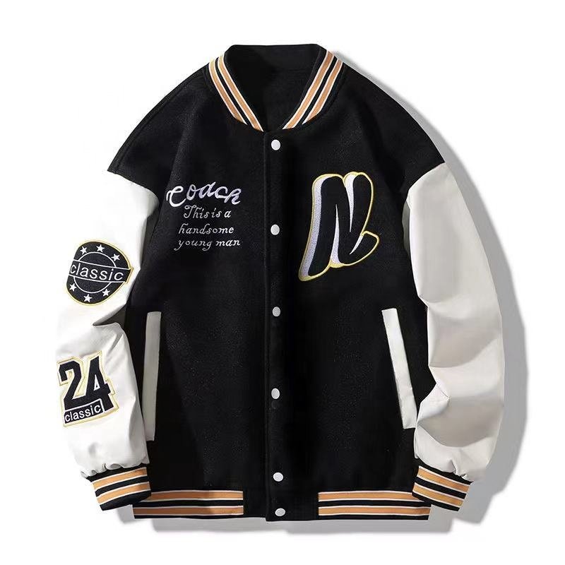 OEM Wholesale Winter Outdoor Custom Logo Embroidery Plus Size Men's Letter Jackets Oversize Blank Baseball Jacket