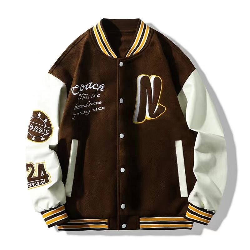 OEM Wholesale Winter Outdoor Custom Logo Embroidery Plus Size Men's Letter Jackets Oversize Blank Baseball Jacket