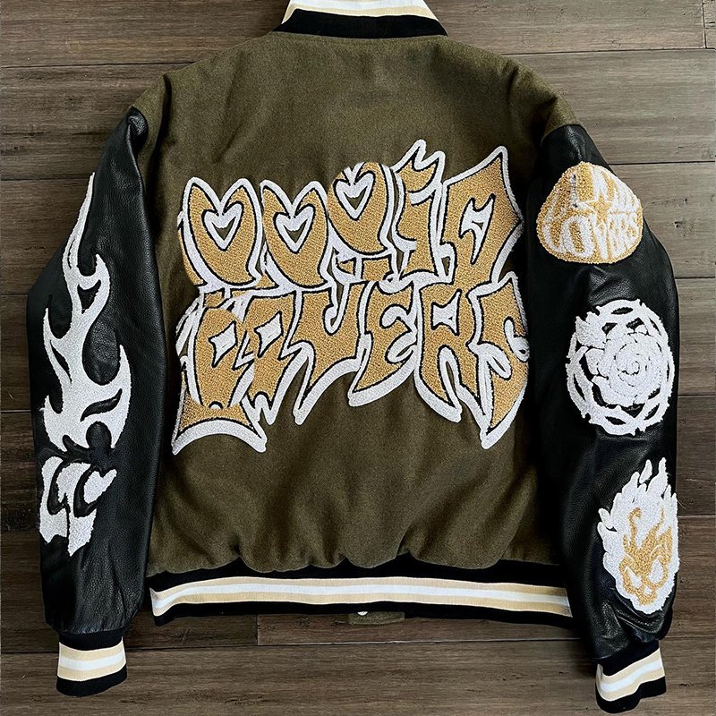 Custom Vintage Jacket Chenille Patches Embroidery Leather Sleeves Baseball Varsity Jacket College Varsities Jacket For Men