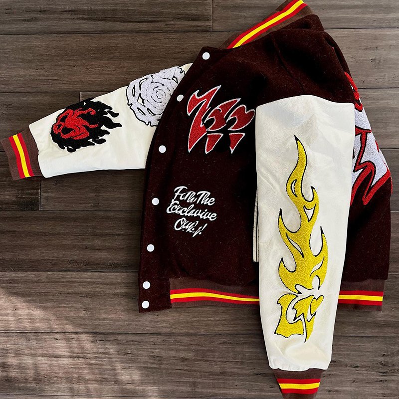 Custom Vintage Jacket Chenille Patches Embroidery Leather Sleeves Baseball Varsity Jacket College Varsities Jacket For Men