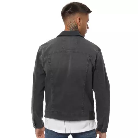 Oem Wholesale Mens Clothing European and American Style Distress Washed Jean Winter Thicken Sherpa Lined Denim Jacket Men Black