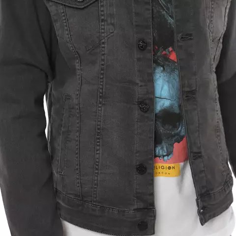 Oem Wholesale Mens Clothing European and American Style Distress Washed Jean Winter Thicken Sherpa Lined Denim Jacket Men Black