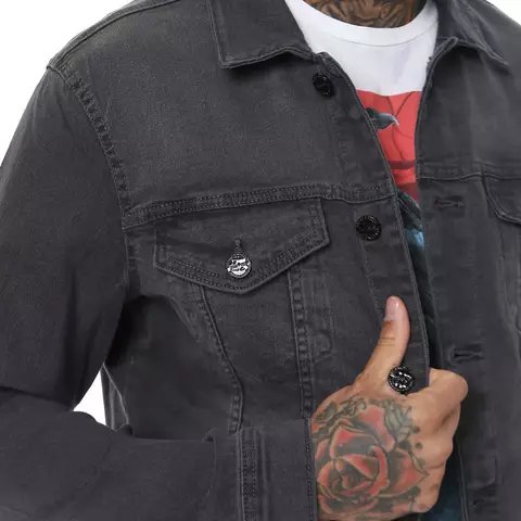 Oem Wholesale Mens Clothing European and American Style Distress Washed Jean Winter Thicken Sherpa Lined Denim Jacket Men Black