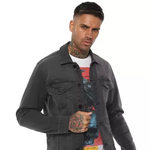 Oem Wholesale Mens Clothing European and American Style Distress Washed Jean Winter Thicken Sherpa Lined Denim Jacket Men Black