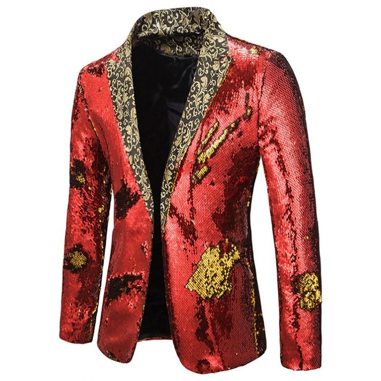 Wholesale Color Block Sparkling Slim Fit Mens Party Wear Blazers Fashion Stage Show Dress Jacket Club Wear