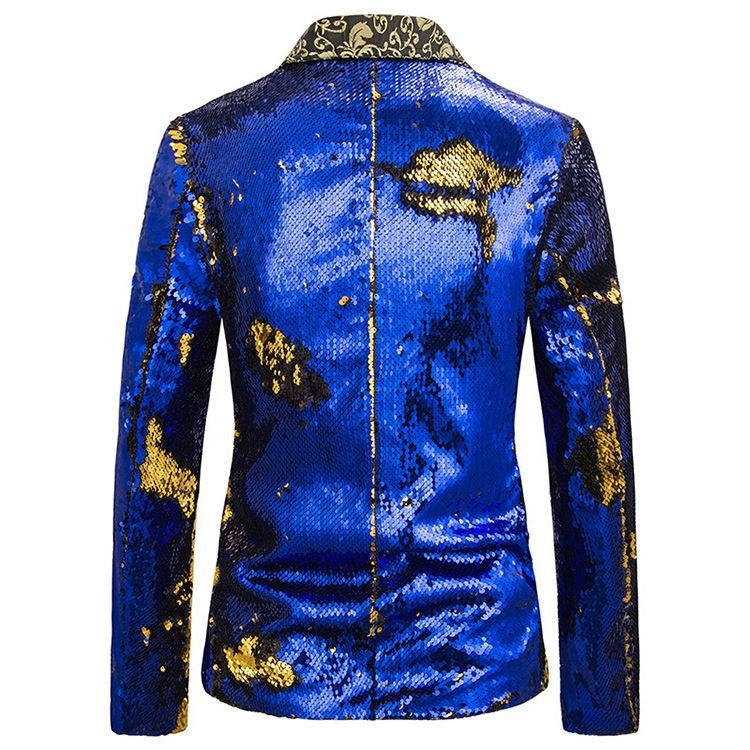 Wholesale Color Block Sparkling Slim Fit Mens Party Wear Blazers Fashion Stage Show Dress Jacket Club Wear