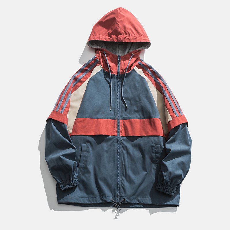 Spring new jacket trend casual couple Drawstring Hooded coat outdoor boys jacket men's and women's charge clothes