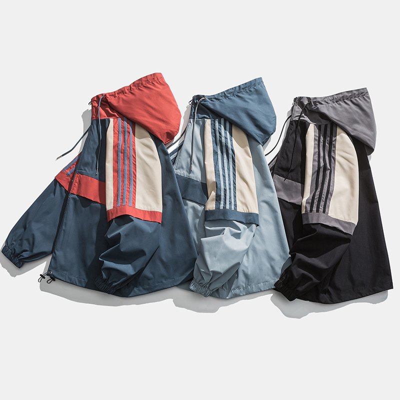 Spring new jacket trend casual couple Drawstring Hooded coat outdoor boys jacket men's and women's charge clothes