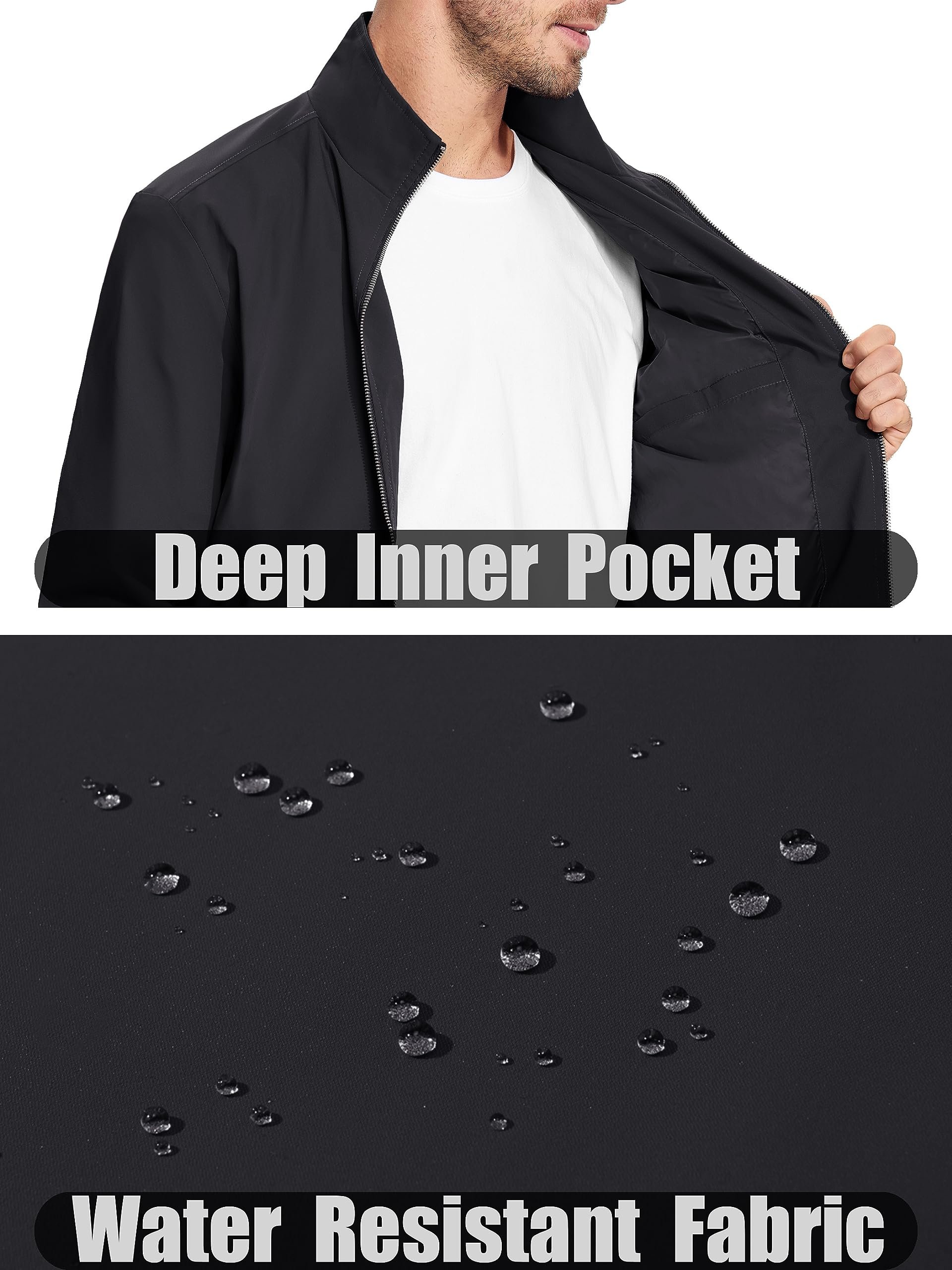 Outdoor Bomber Wind Breaker Jacket Men Men's Hiking Jackets Coats, Waterproof Sports Jacket With Zipper Pockets