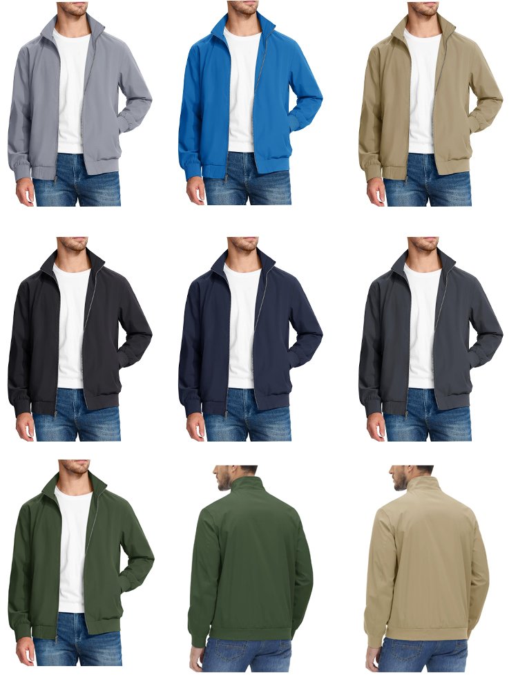Outdoor Bomber Wind Breaker Jacket Men Men's Hiking Jackets Coats, Waterproof Sports Jacket With Zipper Pockets