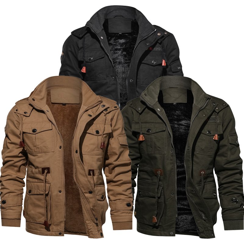 High Quality Custom Design Cotton Mens Jacket Winter Fleece Jackets Warm Thicken Outerwear Windbreaker Plus Size Men's Jackets