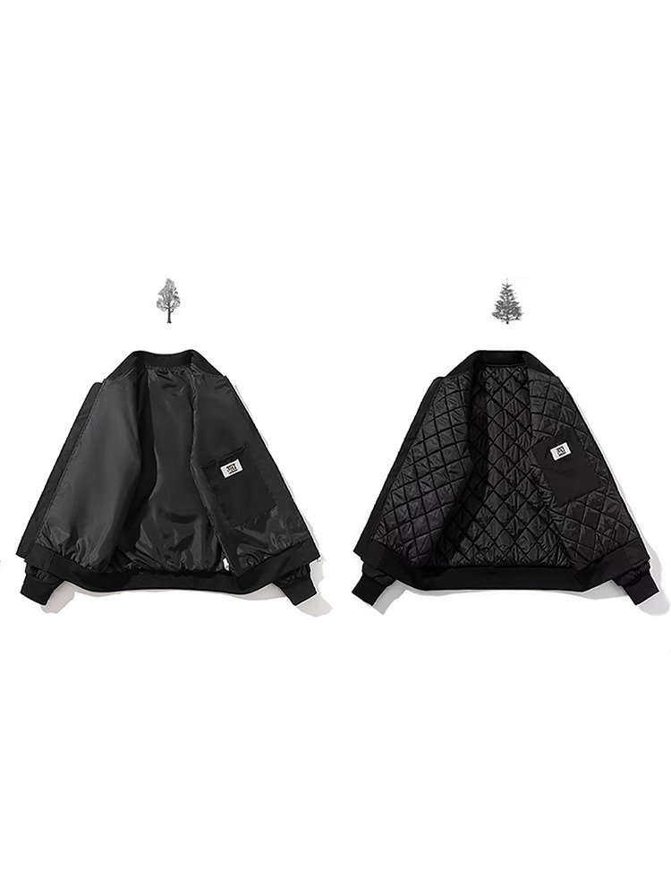 New Model Customized Vintage Fine Printing Calm Black Spring And Autumn Edition Jacket
