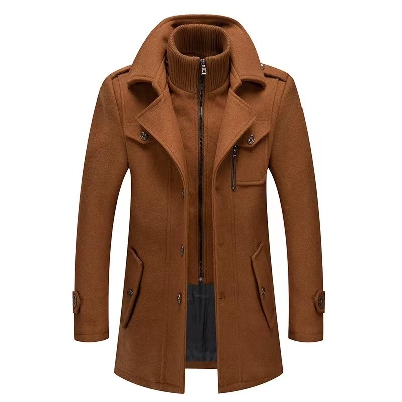 Undefined Hot selling new autumn and winter men's woolen coat fashionable elegant double collar casual warm coat
