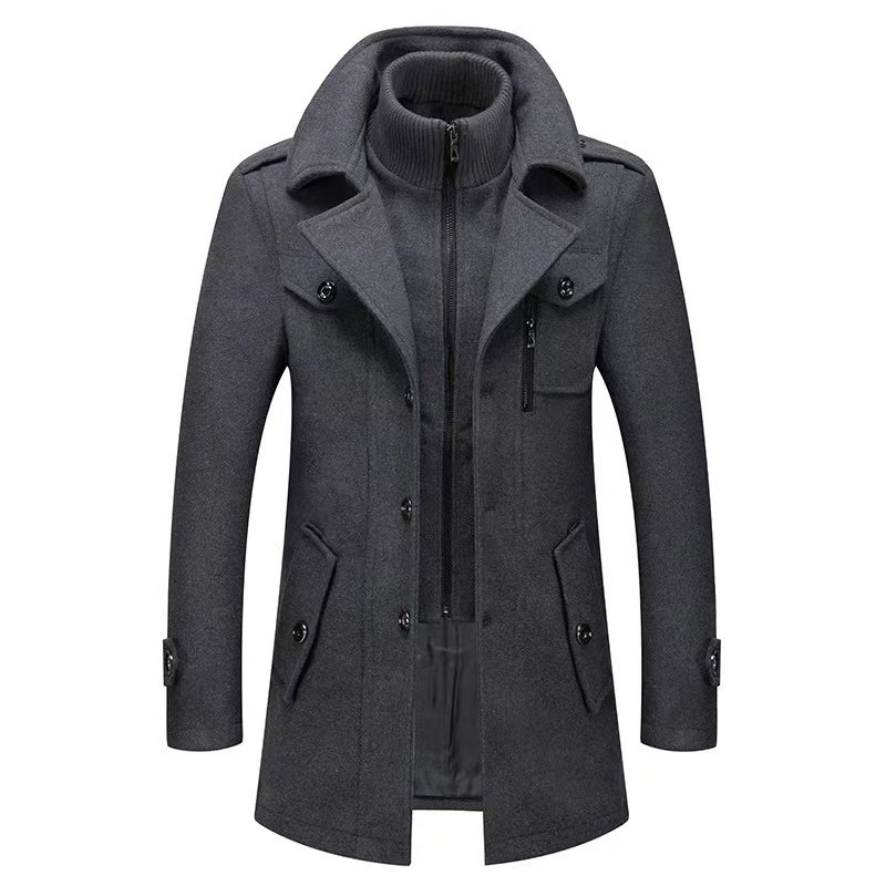Undefined Hot selling new autumn and winter men's woolen coat fashionable elegant double collar casual warm coat