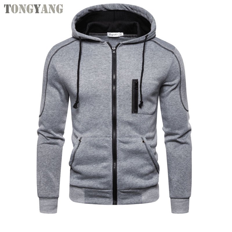 TONGYANG Men's Hoodie Black White Red Hooded Color Block Fleece Cool Casual Winter Clothing Apparel Hoodies Sweatshirts