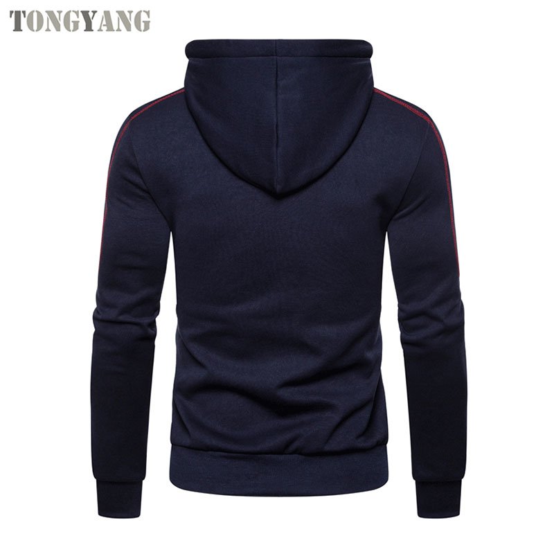 TONGYANG Men's Hoodie Black White Red Hooded Color Block Fleece Cool Casual Winter Clothing Apparel Hoodies Sweatshirts