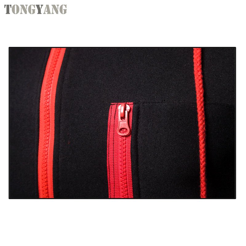 TONGYANG Men's Hoodie Black White Red Hooded Color Block Fleece Cool Casual Winter Clothing Apparel Hoodies Sweatshirts