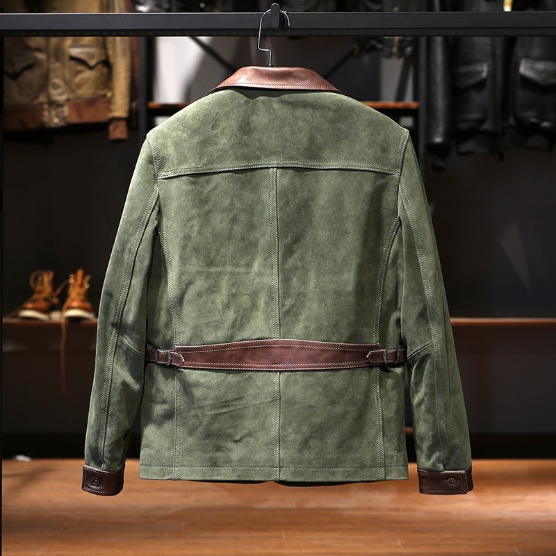 Oversize Jacket Customized Men Flip Fleece Casual Clothing Plus Size Genuine Leather Jackets Green Brown Men's Cow Skin Coats