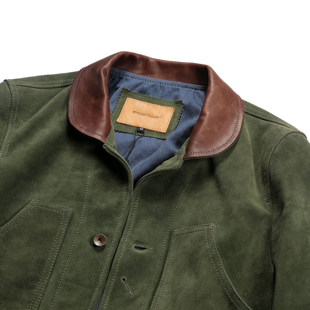 Oversize Jacket Customized Men Flip Fleece Casual Clothing Plus Size Genuine Leather Jackets Green Brown Men's Cow Skin Coats