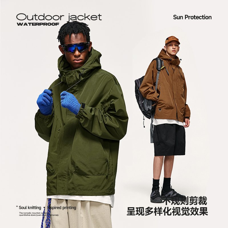 2023 Custom Waterproof Windproof High Collar Zipper men's Outdoor Jackets Wholesale