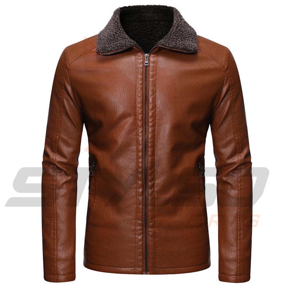Mens shearling leather jacket bomber flying pilot lamb wool coat lapel motorcycle jacket men's leather cheap price