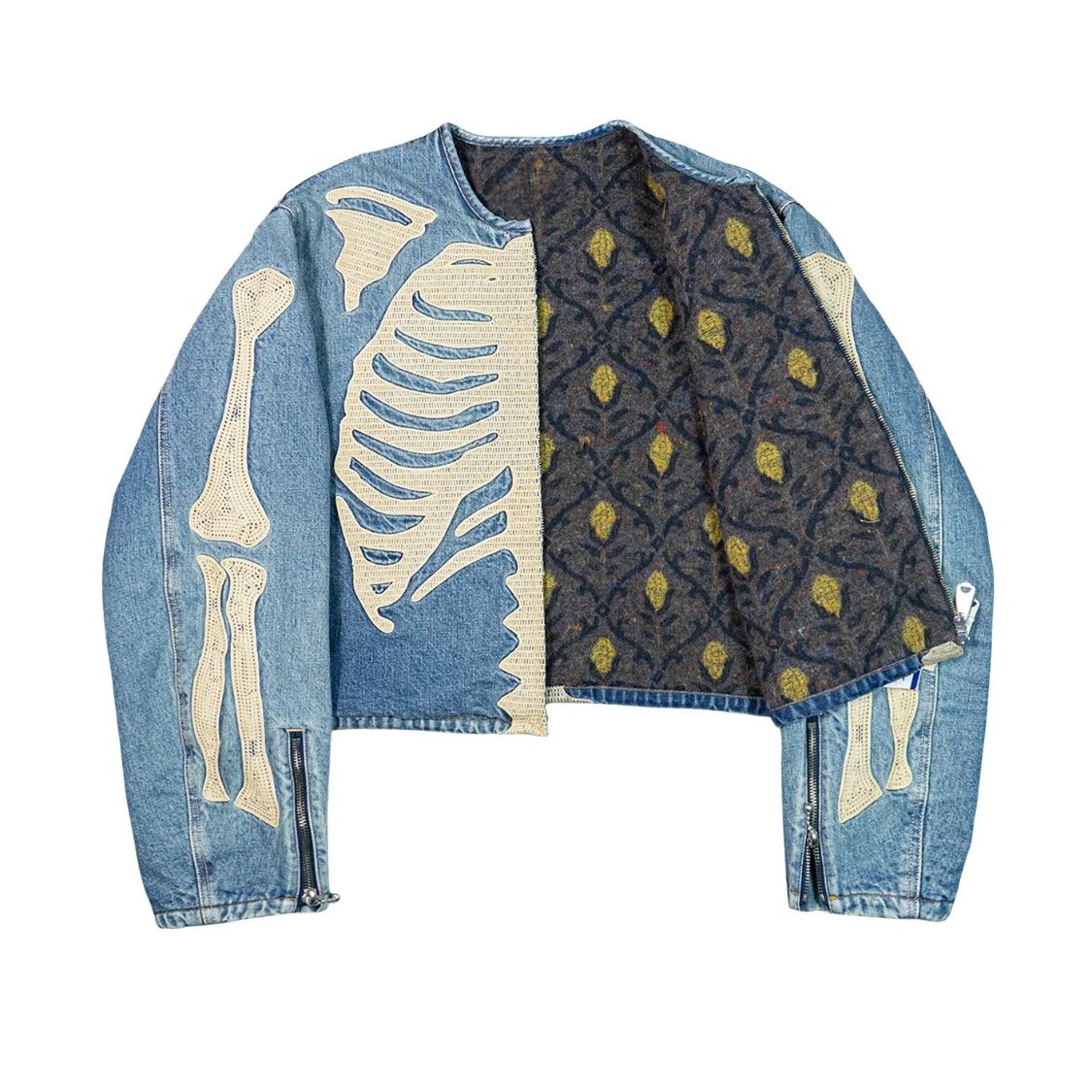 Customized Denim Jacket Men Women 100% Cotton Vintage Style Autumn Heavy Zipper Embroidered Logo Graphic Loose Splicing OEM/ODM
