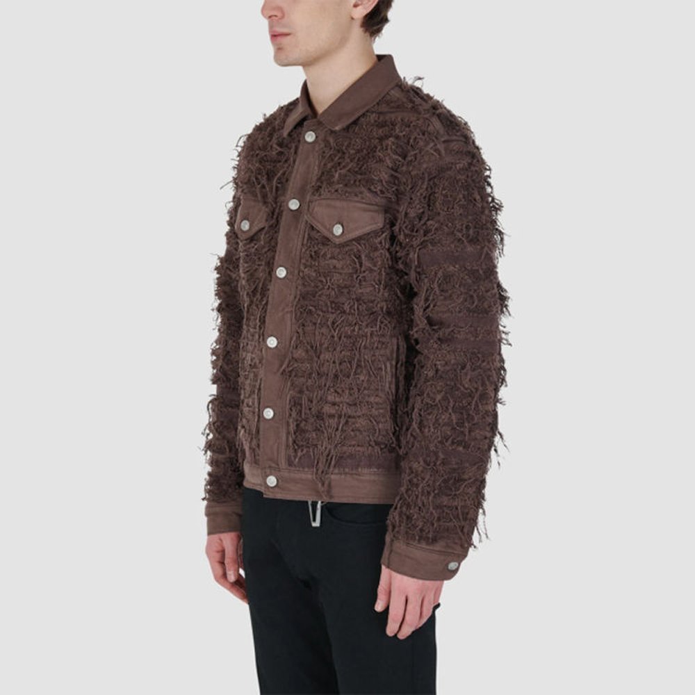 OEM Customized Ripped Acid Wash Denim Jacket Coat Vintage Nostalgia Men's Loose Fit Denim Jacket