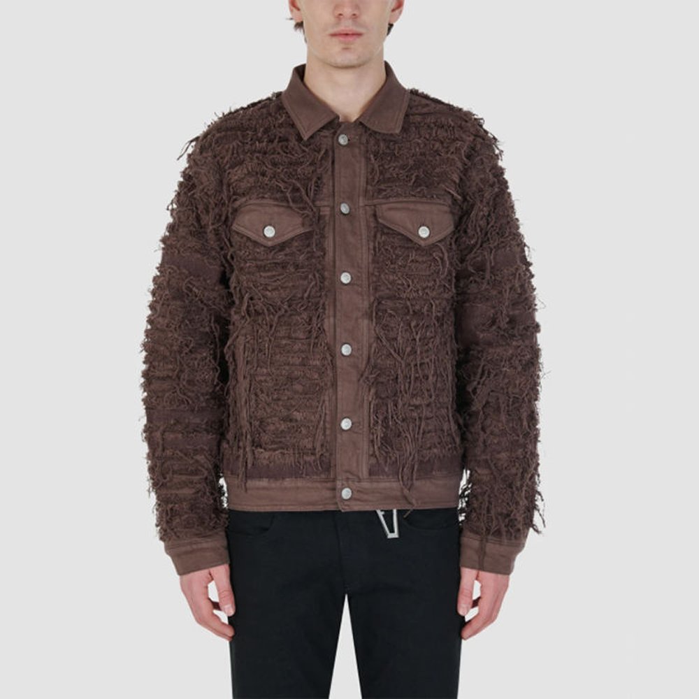 OEM Customized Ripped Acid Wash Denim Jacket Coat Vintage Nostalgia Men's Loose Fit Denim Jacket