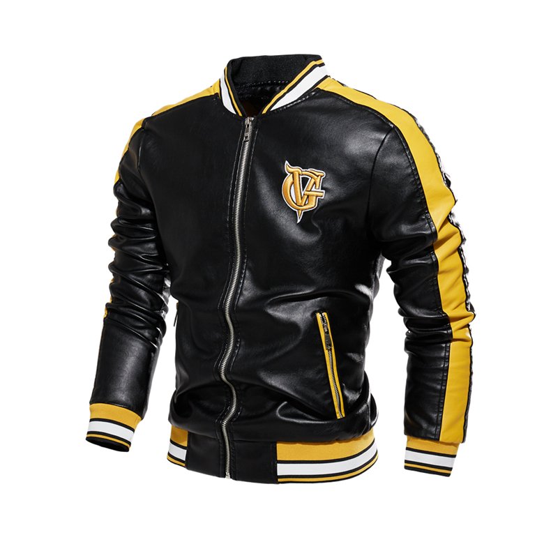 OEM ODM Custom Men's motorcycle leather Jacket Fashion slim-fit lapel coat Autumn Street zipper casual coat