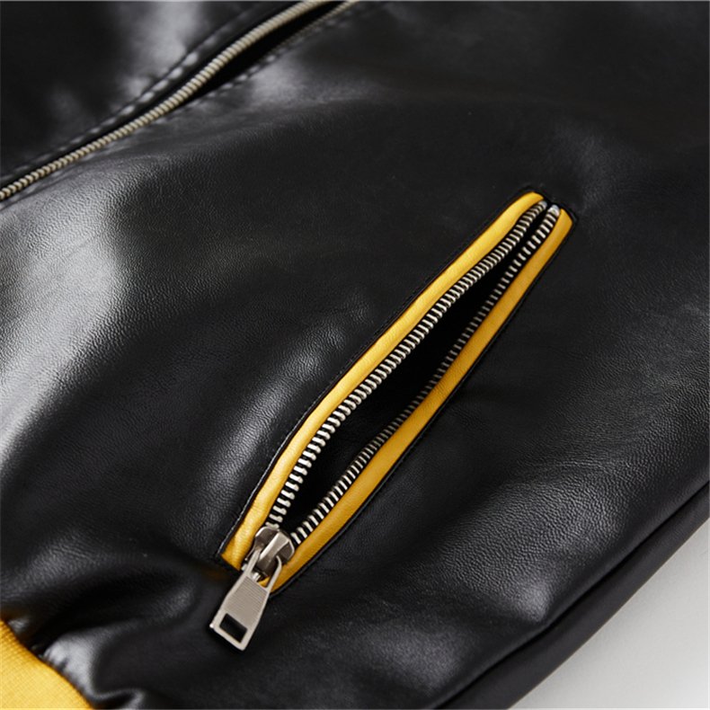 OEM ODM Custom Men's motorcycle leather Jacket Fashion slim-fit lapel coat Autumn Street zipper casual coat