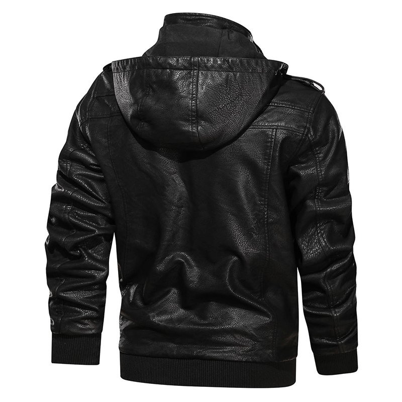 CARANFIER Men Jacket Racer Motorcycle PU Leather Jackets Bomber Stand Collar Coat Black Brown Leather Jacket Wholesale Free LOGO
