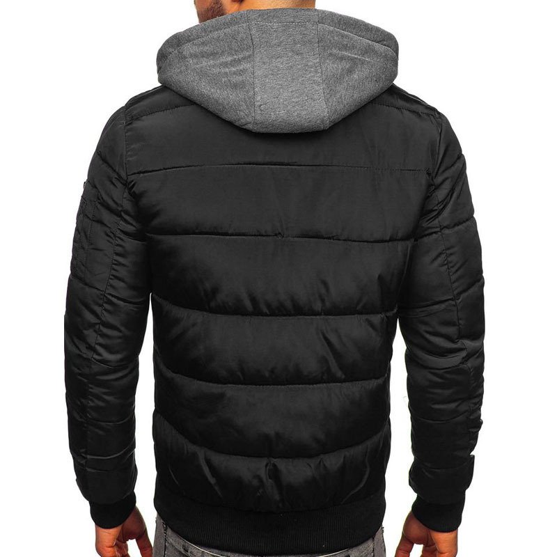 wholesale fashion black casual jacket with fleece hoodies men's jackets from China supplier winter men's coats