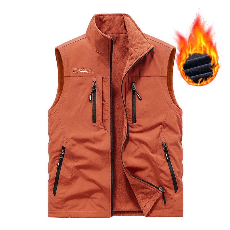 Liu Ming Winter Fashion Men Casual Outdoor Windproof Coats Fleece Keep Warm Sleeveless Plus Size Vest Jacket