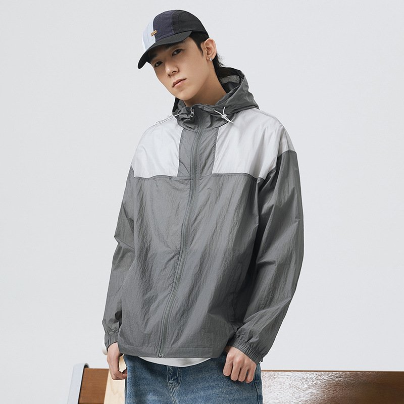 UPF50+ Ice Silk Women's Breathable Hooded Jacket Sunscreen Varsity Jacket with Zipper Closure for Fishing Men's Fishing Clothes