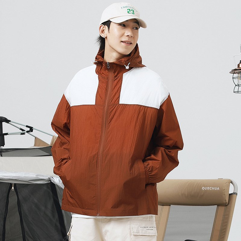 UPF50+ Ice Silk Women's Breathable Hooded Jacket Sunscreen Varsity Jacket with Zipper Closure for Fishing Men's Fishing Clothes