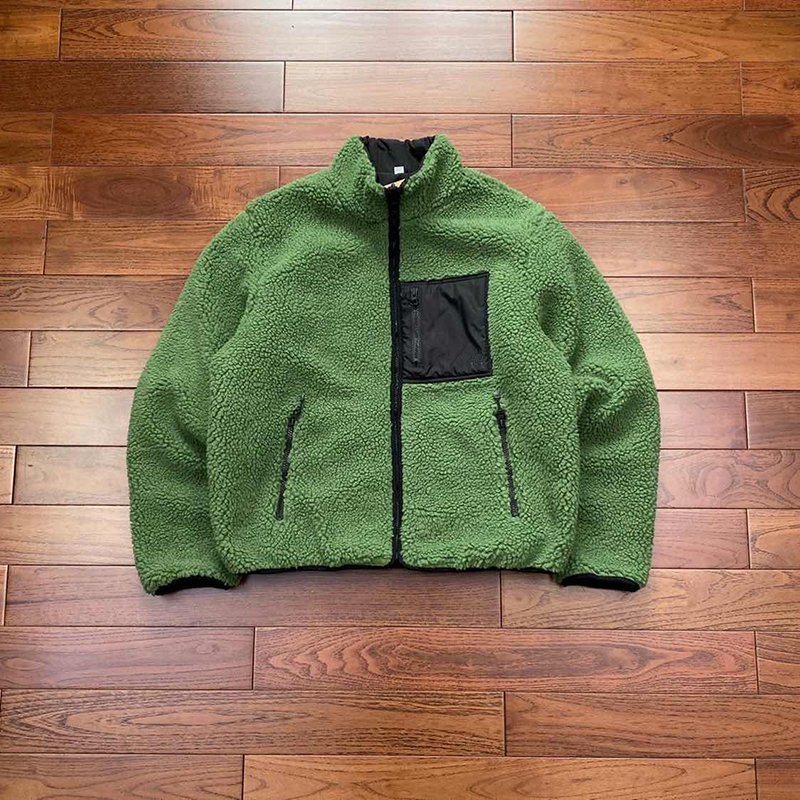OEM Manufacturer Custom Blanket Reversible Garment Shearling Zip Up Bomber Winter Warm Coat Polar Fleece Sherpa Jacket For Men