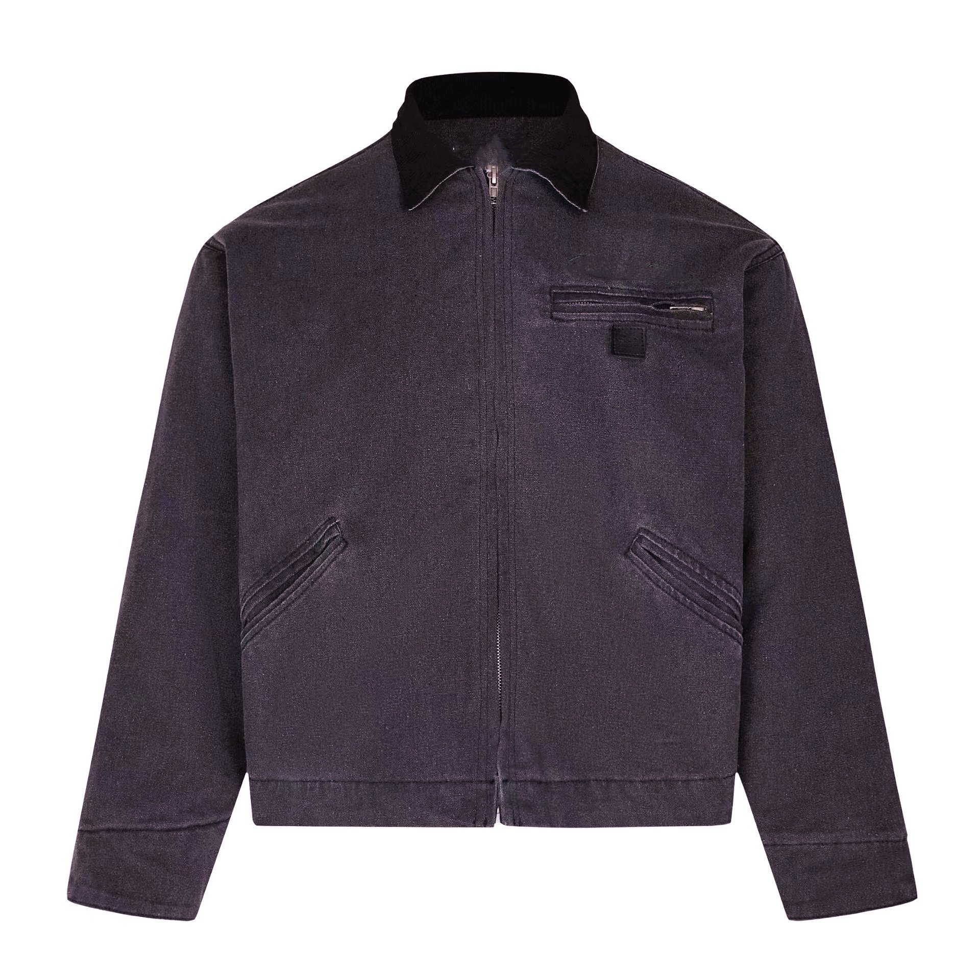 100% cotton Canvas Purple jacket Black Turn Down Collar Men Jackets American With Custom Embroidery Short Coat new solid Color