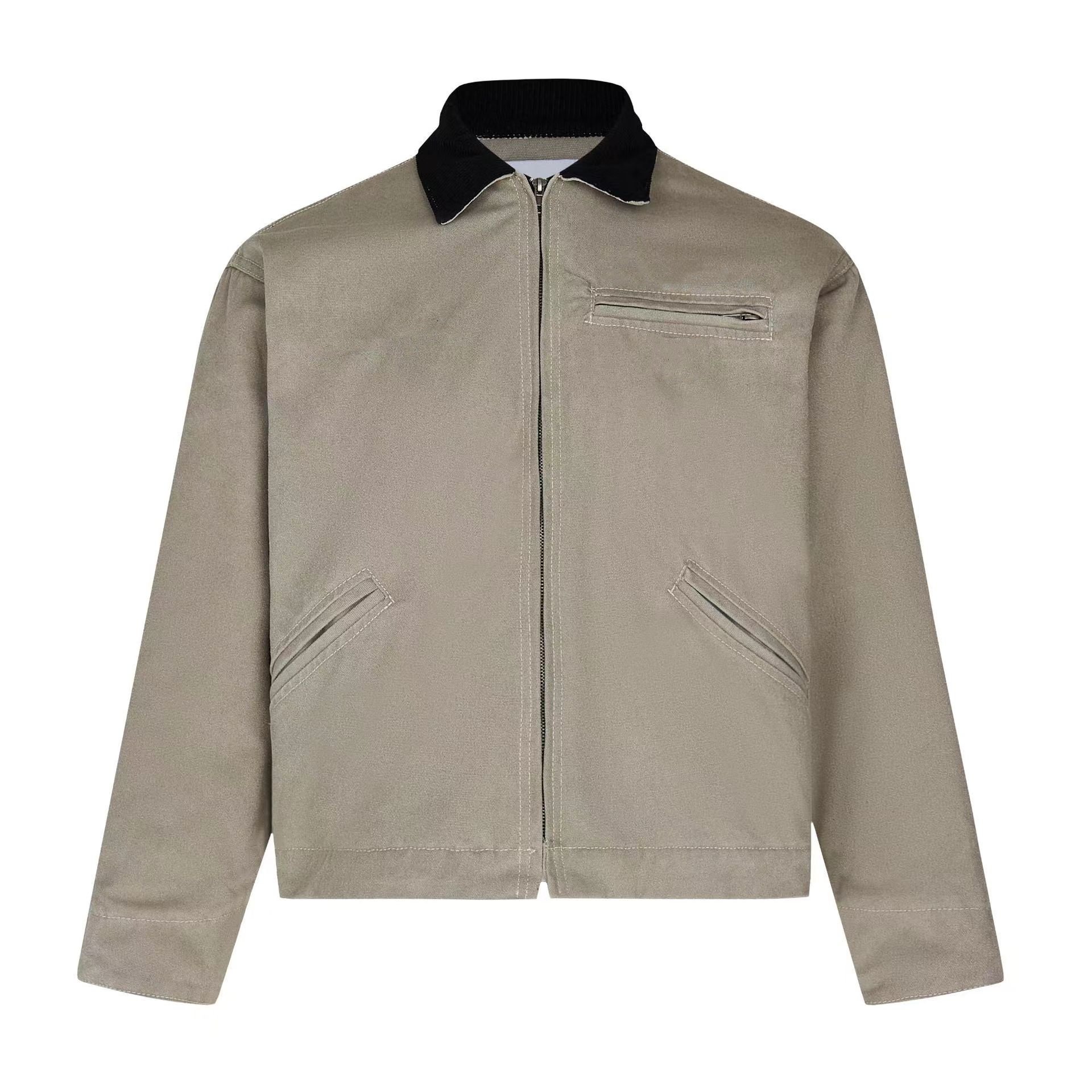 100% cotton Canvas Purple jacket Black Turn Down Collar Men Jackets American With Custom Embroidery Short Coat new solid Color