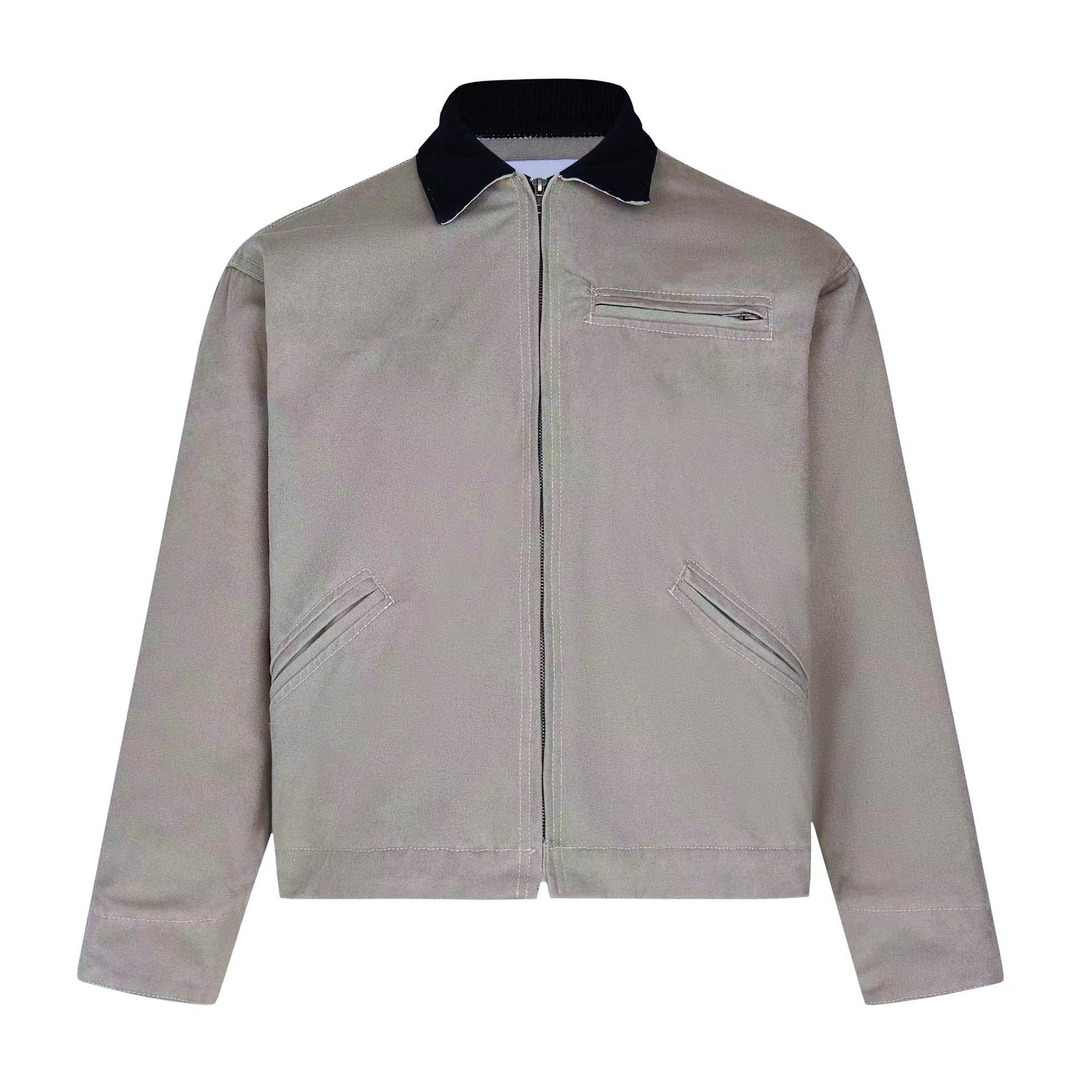 100% cotton Canvas Purple jacket Black Turn Down Collar Men Jackets American With Custom Embroidery Short Coat new solid Color