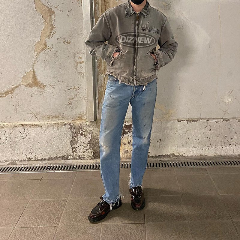 DIZNEW OEM Hot selling Men's Jacket Spring Blank Zip Up varsity Jacket Custom embroidered Cool jean jacket