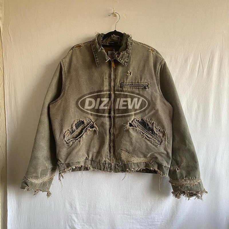DIZNEW OEM Hot selling Men's Jacket Spring Blank Zip Up varsity Jacket Custom embroidered Cool jean jacket