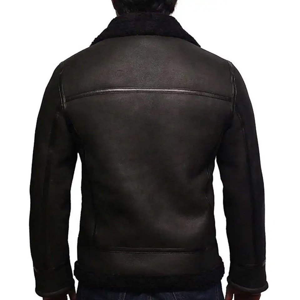 Mens Aviator Real Sheep Leather Bomber B3 Flying Jacket Men's Biker casual Brown Pilot Plus Size Men's Jackets View larger