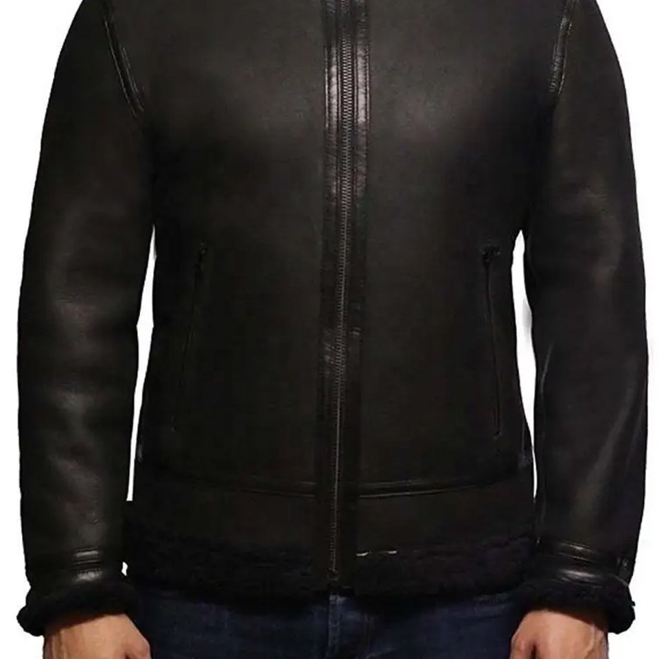 Mens Aviator Real Sheep Leather Bomber B3 Flying Jacket Men's Biker casual Brown Pilot Plus Size Men's Jackets View larger