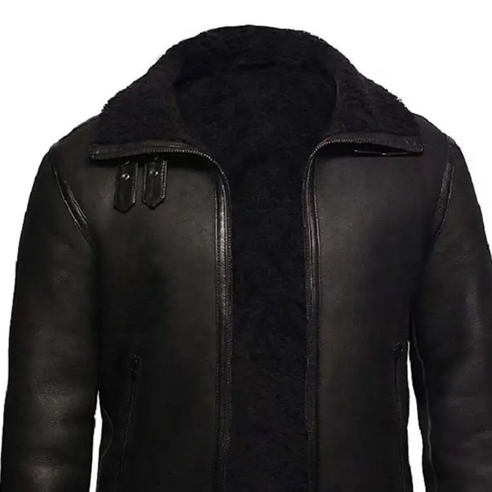 Mens Aviator Real Sheep Leather Bomber B3 Flying Jacket Men's Biker casual Brown Pilot Plus Size Men's Jackets View larger