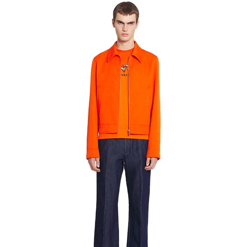 New Arrival High Quality Custom Logo Blank Shirt Collar Detail Zip Up Jacket Hot Sale Bright Solid Color Men's Jacket